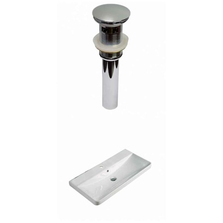 AMERICAN IMAGINATIONS 31.89" W 1 Hole Ceramic Top Set In White Color, Overflow Drain Incl. AI-30762